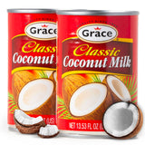Grace Classic Coconut Milk Unsweetened - 13.5oz (2 Pack) Original Coconut Milk Canned, Shelf-Stable, Authentic Caribbean Taste, Perfect Add to Cereal, Smoothies, Desserts - Leche de Coco Organica Grace