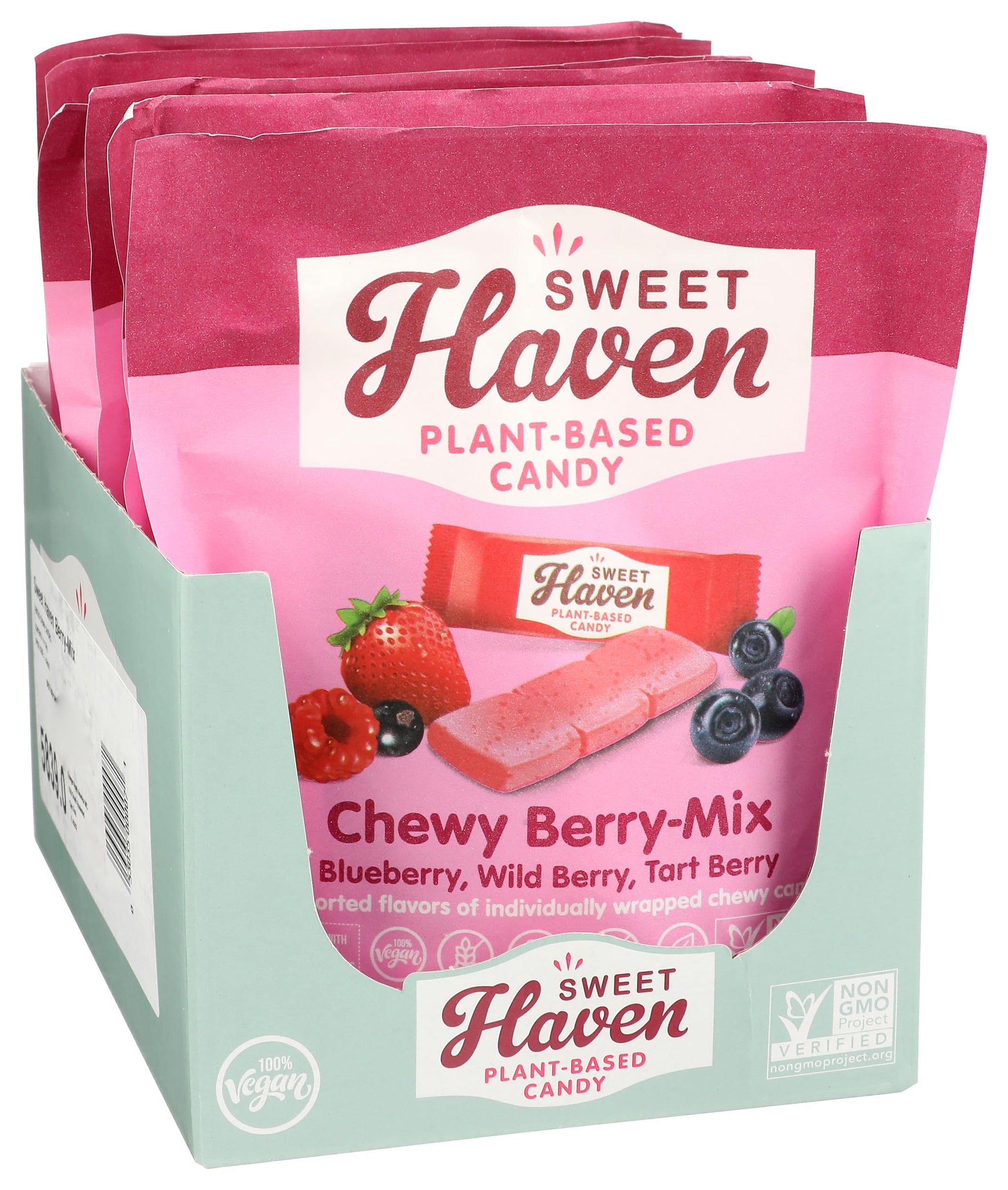 Sweet Haven Plant-Based Candy, Chewy Berry-Mix, Naturally Flavored, Vegan Friendly, Gluten Free & Non-GMO, 4.4 Ounce (Pack of 6)