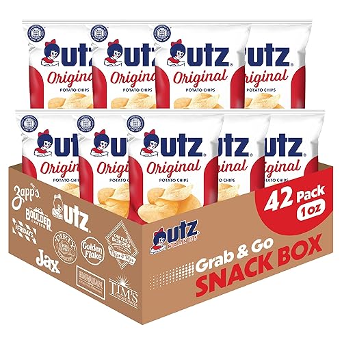 Utz Original 1 Oz Bags, 42 Count Crispy Potato Chips Made from Fresh Potatoes, Crunchy Individual Snacks to Go, Cholesterol Free, Trans-Fat Free