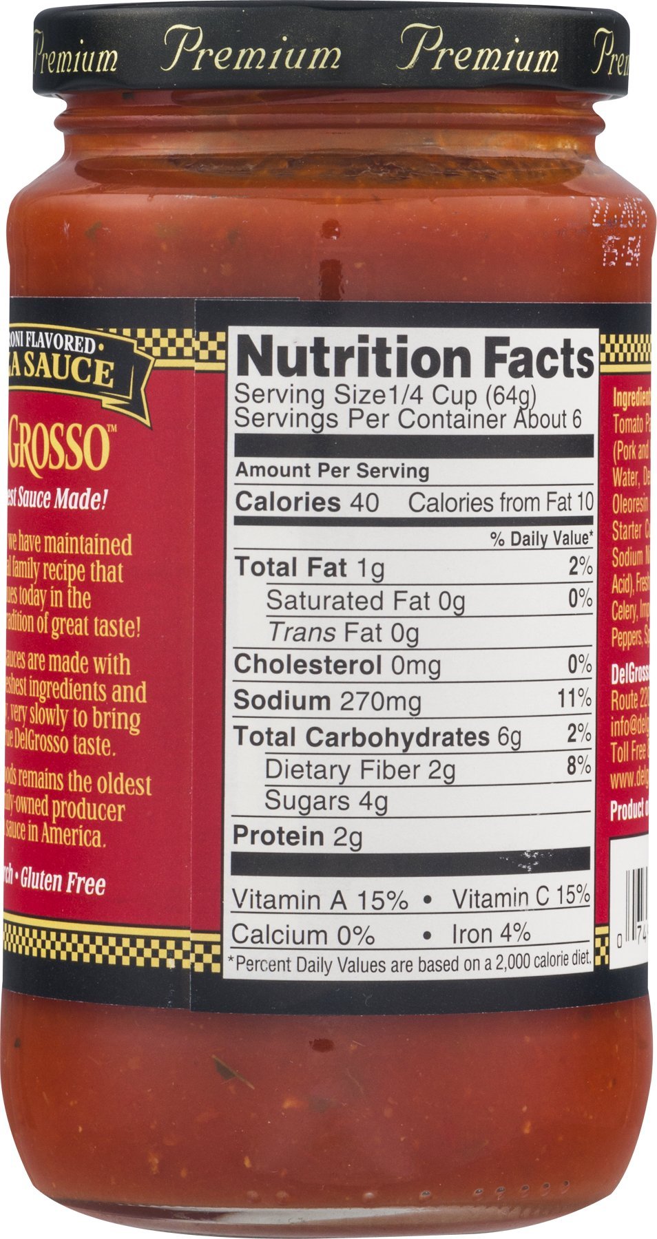 Delgrosso, Pepperoni Flavored Traditional Pizza Sauce, 14 Ounce