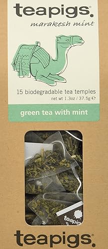 Teapigs Green Tea With Mint Bags Made With Whole Tea Leaves, Natural Ingredients, Non-GMO, Refreshing Moroccan Style - 90 Count (6 Packs of 15