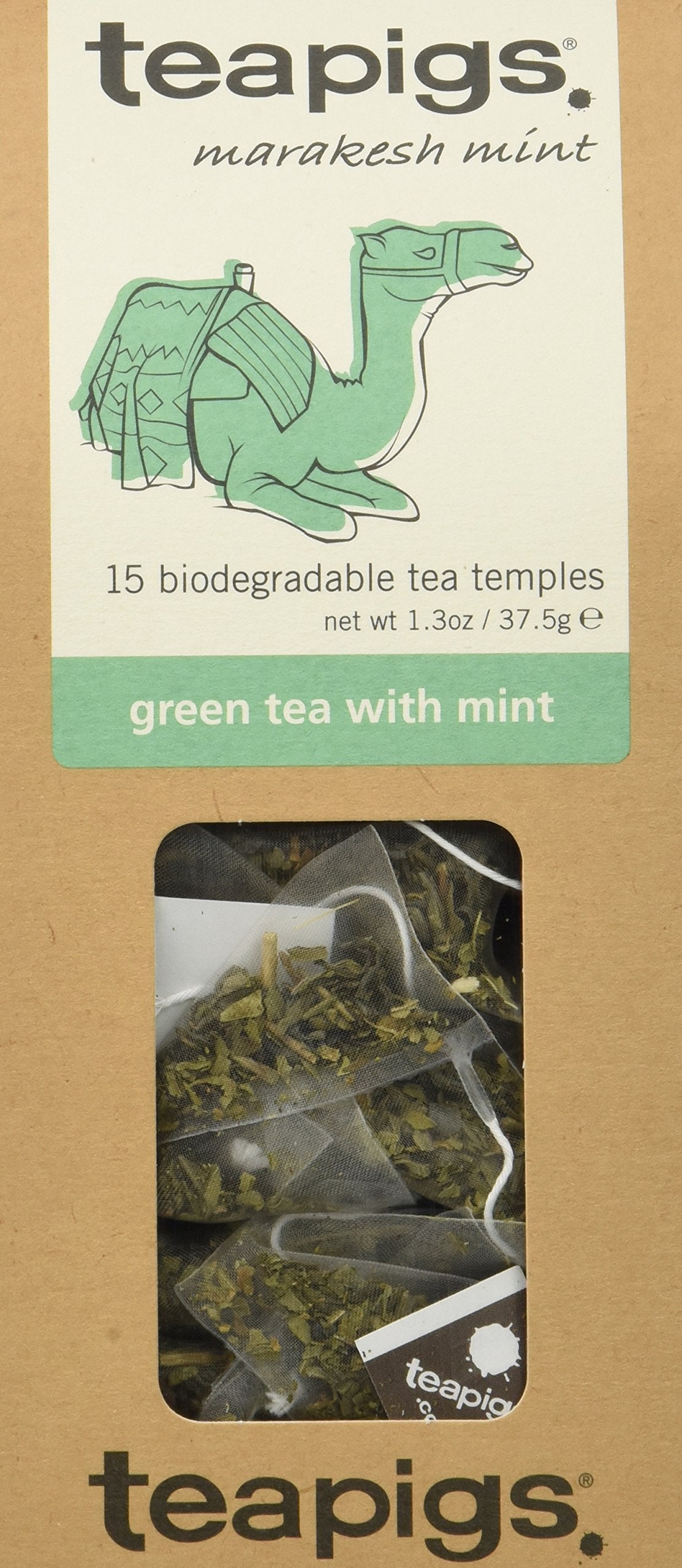 Teapigs Green Tea With Mint Bags Made With Whole Tea Leaves, Natural Ingredients, Non-GMO, Refreshing Moroccan Style - 90 Count (6 Packs of 15