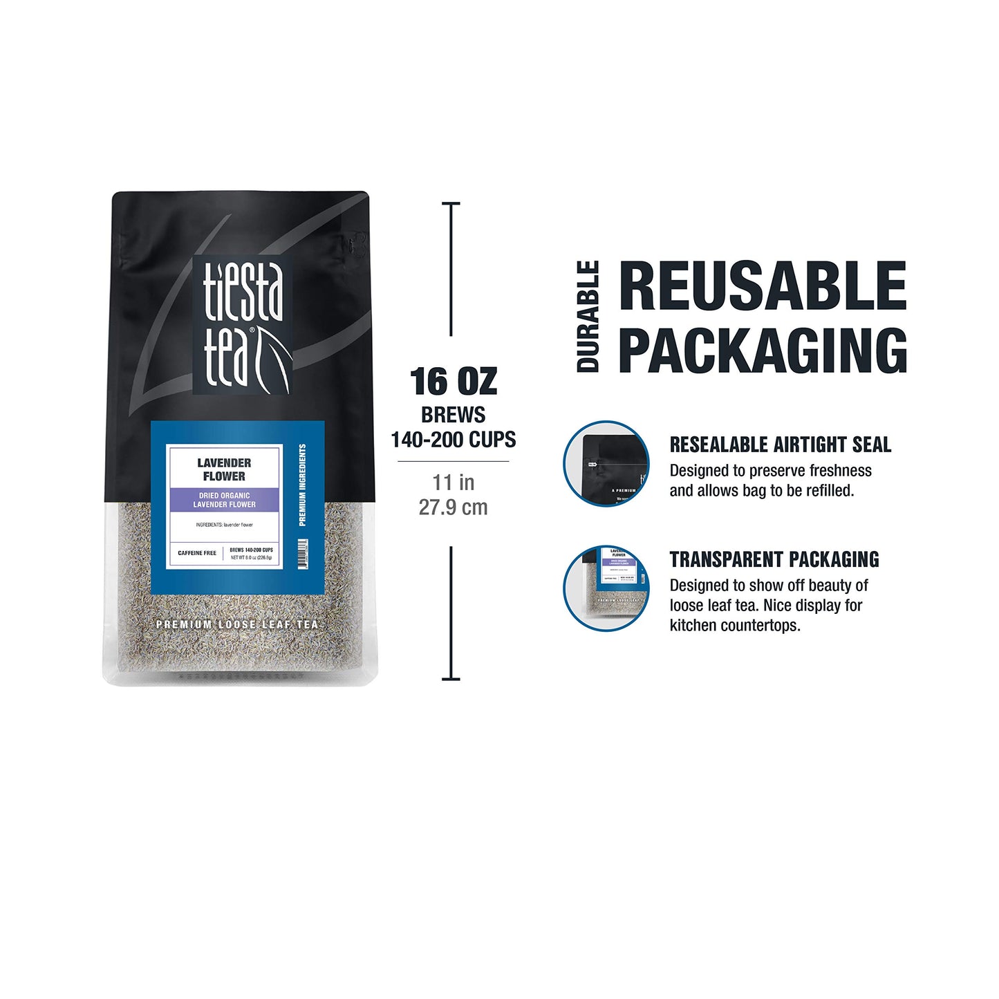 Tiesta Tea - Dried Organic Lavender Flower, Loose Leaf, Premium Non-Caffeinated Blend, Make Hot or Iced, Raw Edible Lavender Buds, Rich Flavors, 8oz