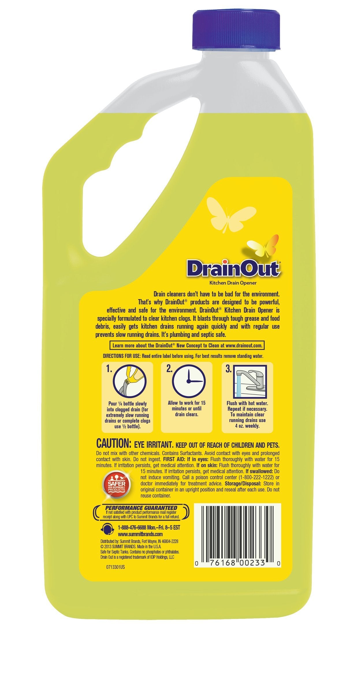 Drain OUT Kitchen Drain Opener and Drain Cleaner, Food and Grease Remover, Fresh Citrus - 32 Ounce