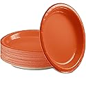 Amcrate Disposable Paper Plates Orange, 7 Inch Paper Dessert Plates, Strong and Sturdy Disposable Plate for Party, Dinner, Holiday, Picnic, or Travel