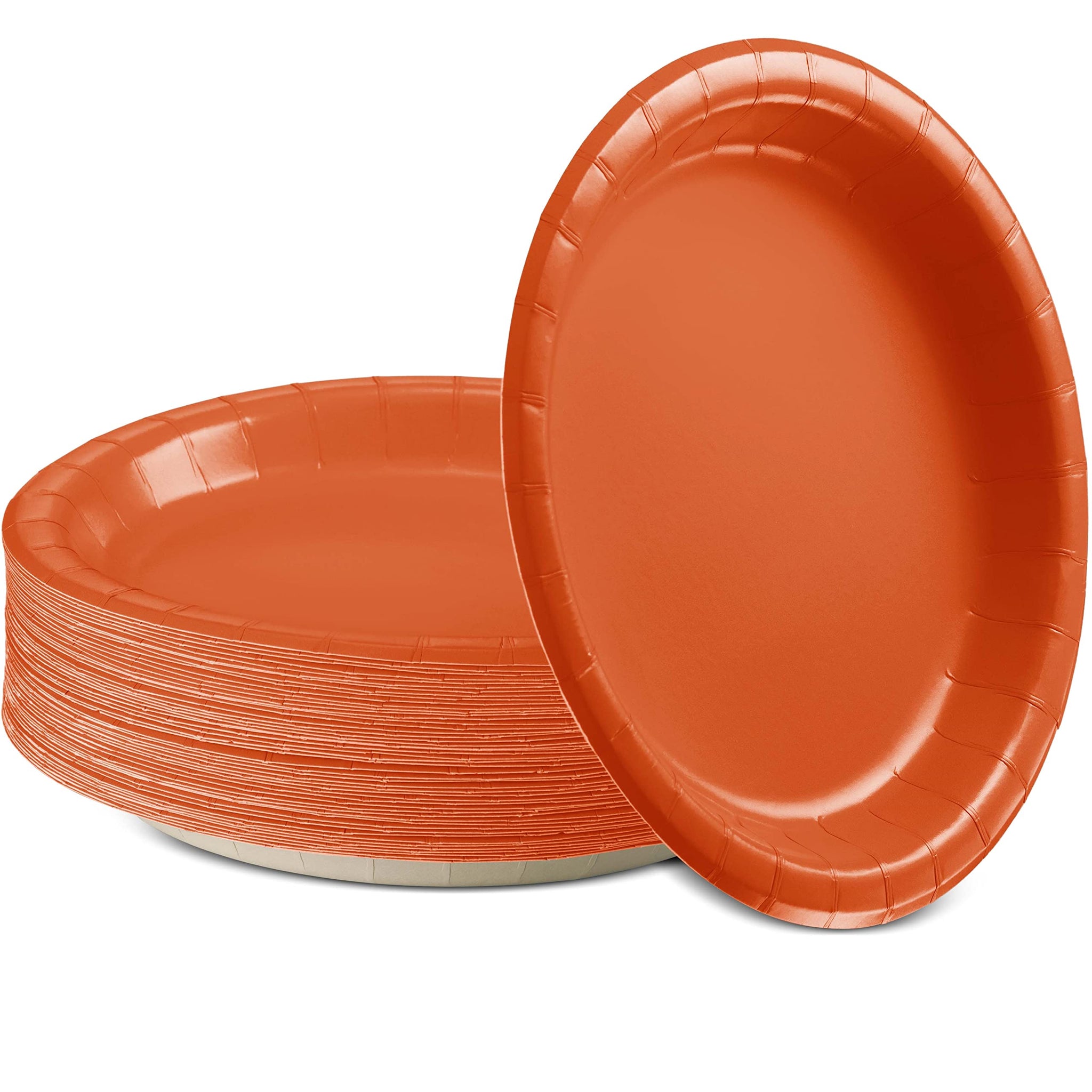 Amcrate Disposable Paper Plates Orange, 7 Inch Paper Dessert Plates, Strong and Sturdy Disposable Plate for Party, Dinner, Holiday, Picnic, or Travel