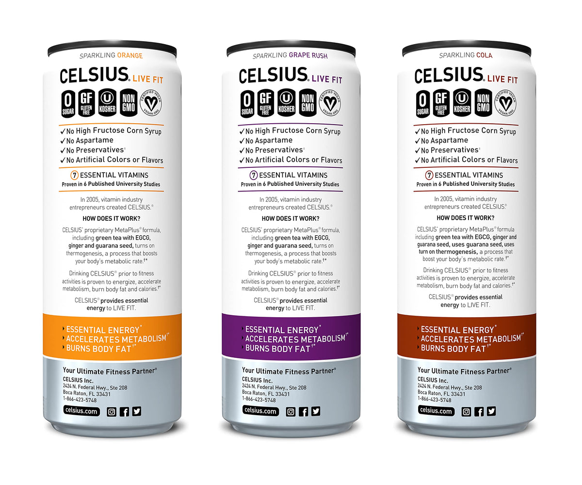 CELSIUS Sparkling Classic Pop Pack, Functional Essential Energy Drink 12 Fl Oz (Pack of 12)
