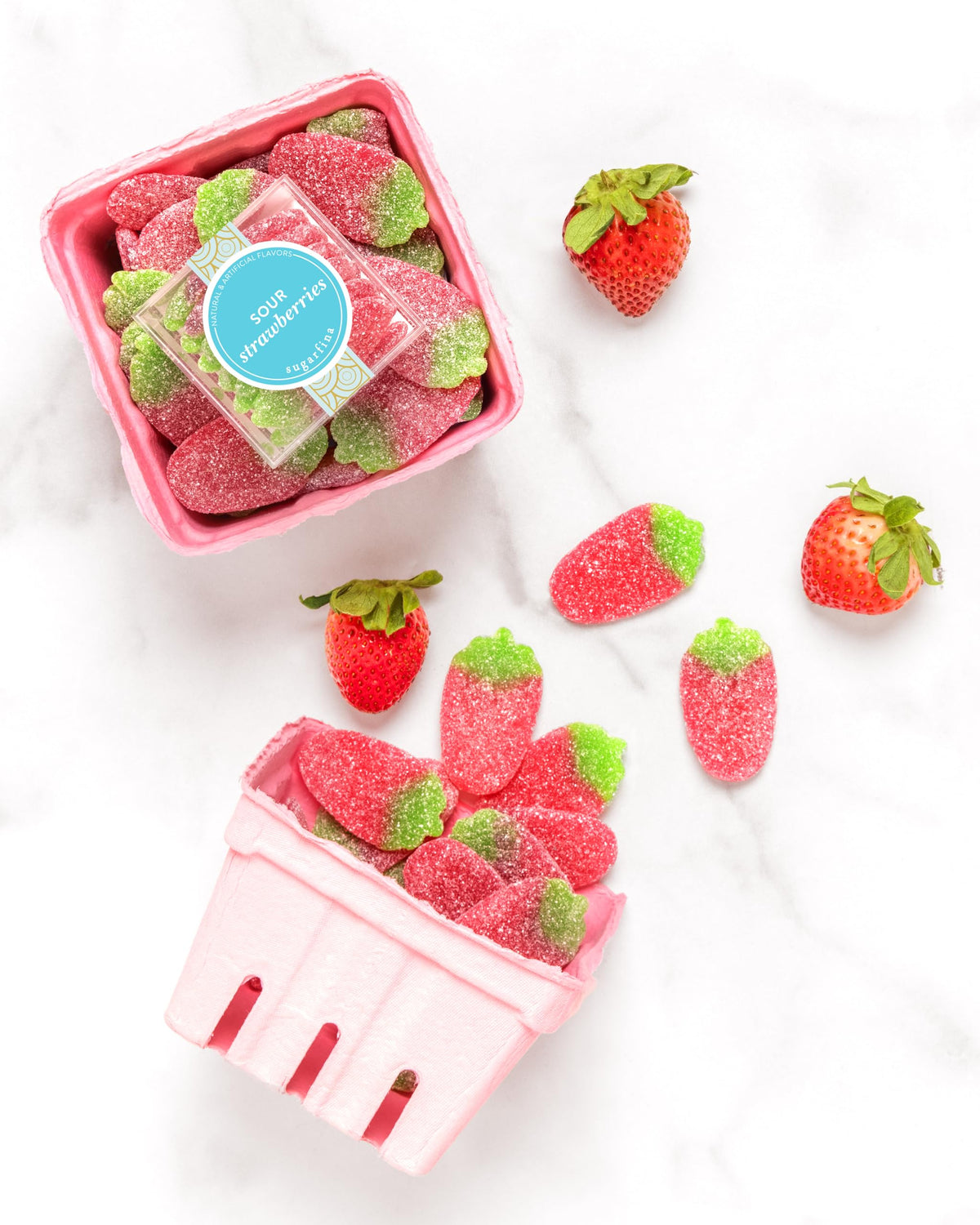 Sugarfina Sour Strawberries Small Candy Cube, Gummies, 3.0 oz, 4 Count