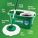 Libman Tornado Spin Mop System and 1 Refill, Mop and Bucket with Wringer Set for Hardwood Floor Cleaning, 2 Total Heads Included