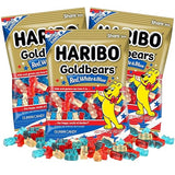 Haribo Goldbears Patriotic 4th of July Gummy Bears, Red, White, and Blue Candy, Independence Day, 4 Ounces, Pack of 3