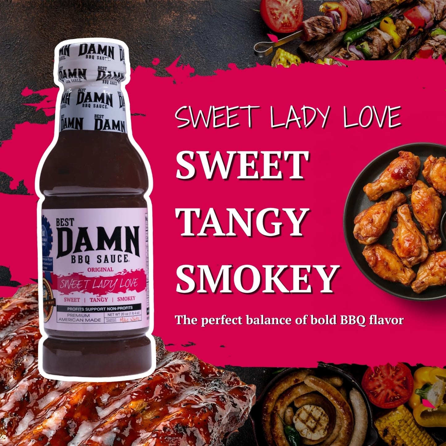 Best Damn BBQ Sauce Sweet Lady Love Barbecue Sauce BBQ 2-20 oz. Bottles