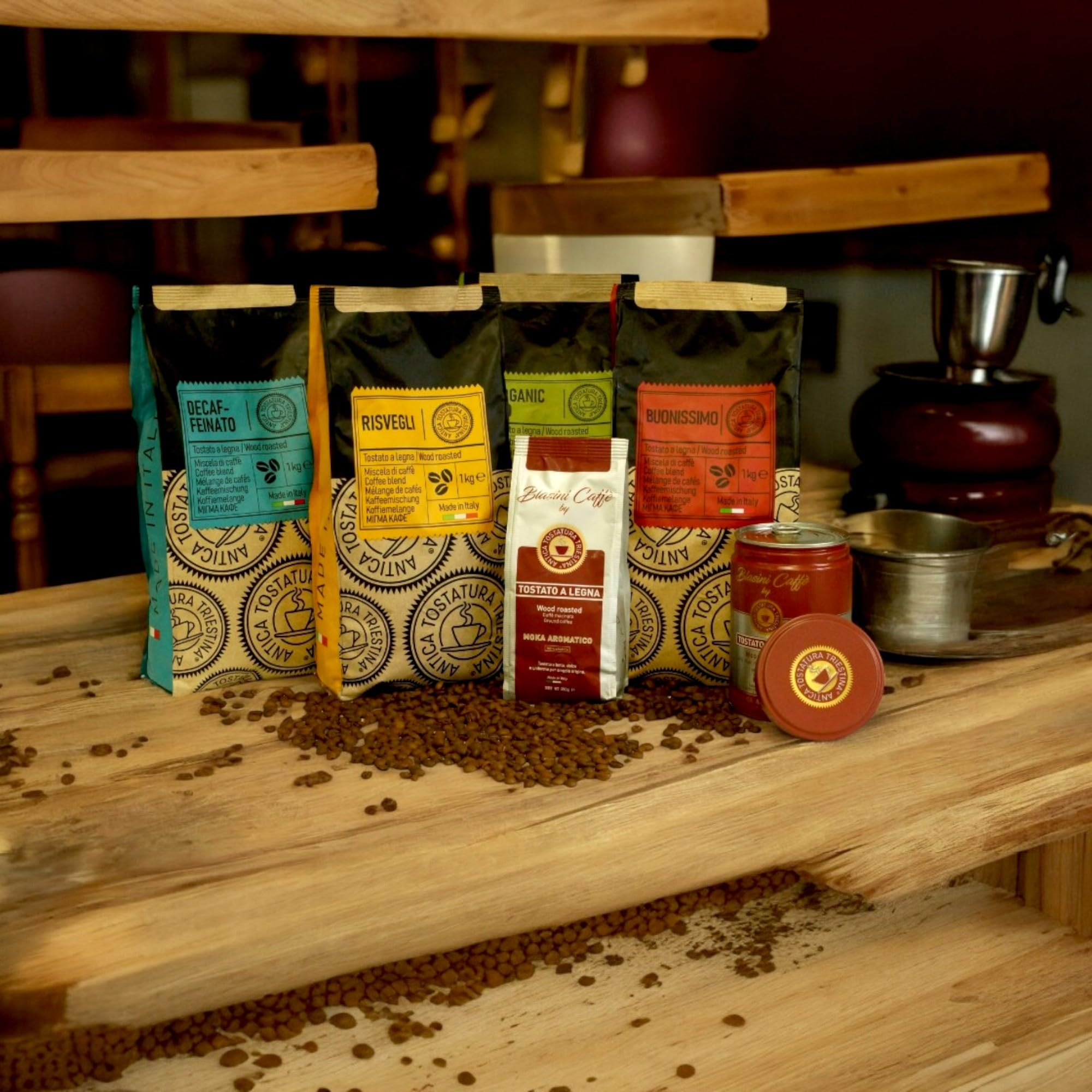 Italian Coffee Beans, Whole Bean Espresso Blend, Medium Roast, 2.2 lb (1 kg) - Wood-Roasted Buonissimo, Antica Tostatura Triestina