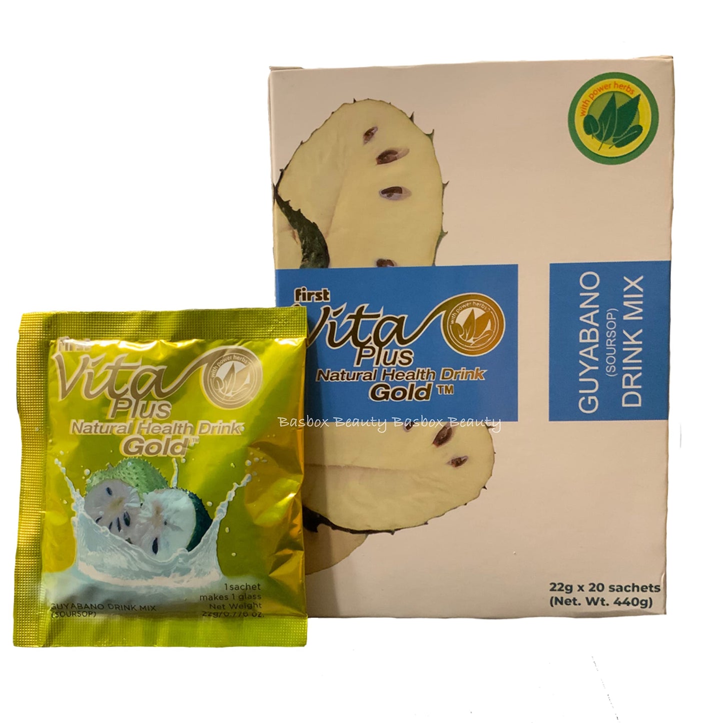First Vita Plus Natural Health Drink Guyabano Soursop Gold, 40 Sachets (2 Boxes)