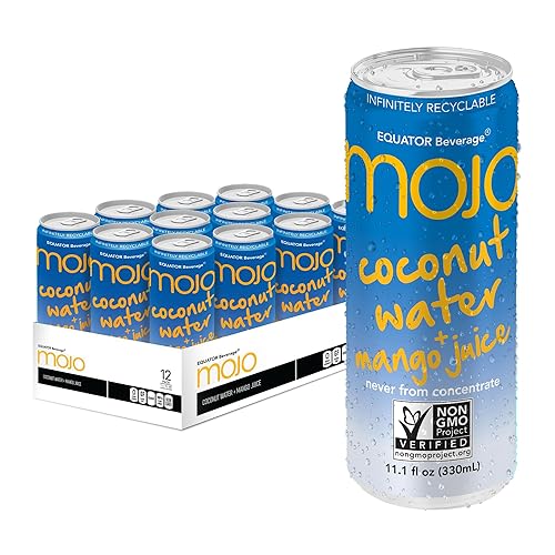 MOJO Coconut Water + Mango Juice | Hydration Drink & Sports Drink | Electrolytes Beverage | Vitamin B & C | Hydration Drink for Skin & Body | 11.1 Oz