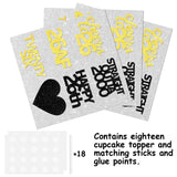 18pcs Black Gold Glitter Dessert Cupcake Pick for Straight Outta 2000 Cheer to 26 Years Old Theme Decor Supplies Happy 26th Birthday Party Decoration