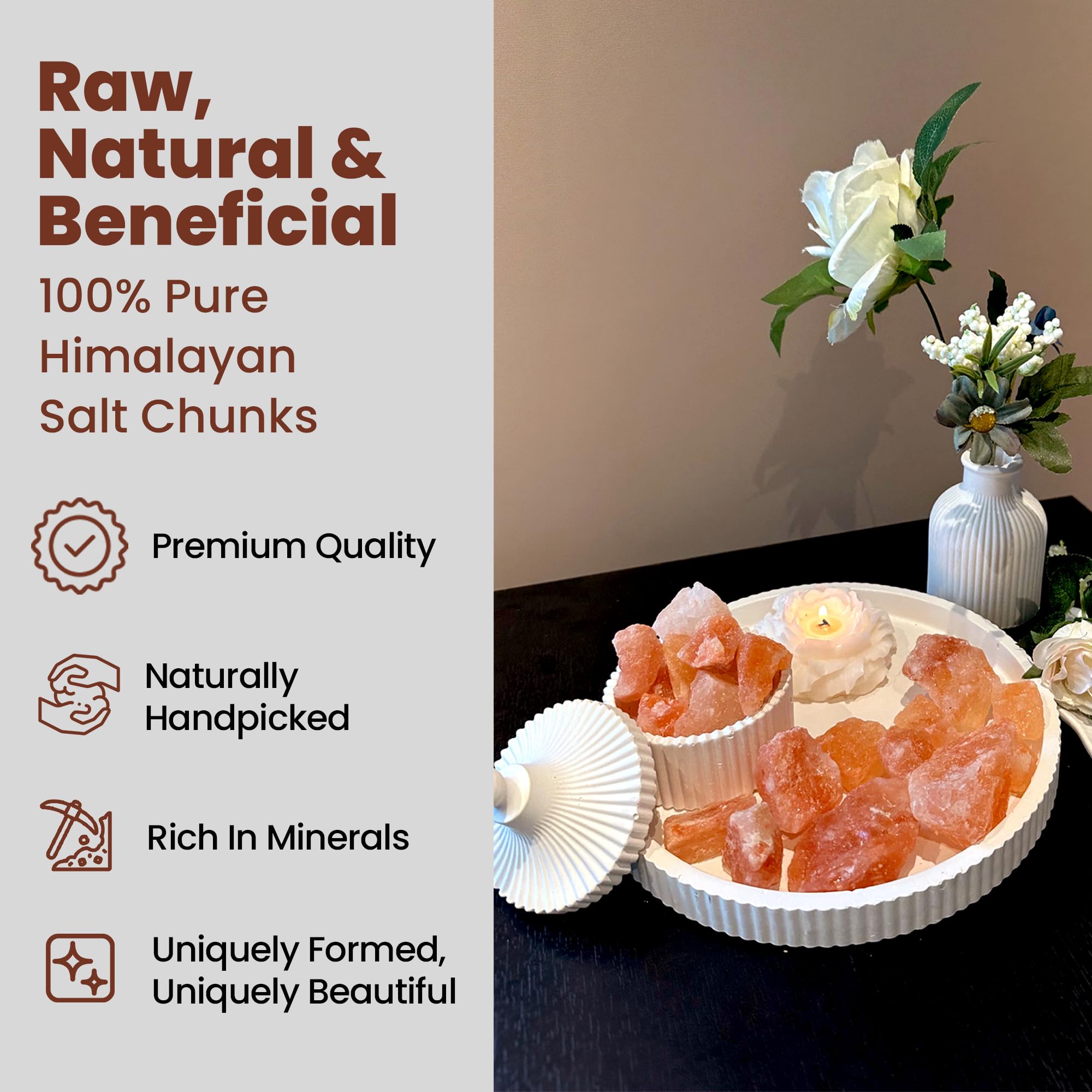 POHS Himalayan Pink Salt Chunks 11 Lbs Bag 100% Authentic Pure Natural Rock Salt Crystals, Extra Large1 .5 to 2.5 Inches chunks of rock himalayan