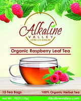 Red Raspberry Leaf Tea - 100% Alkaline and Organic - 15 Unbleached/Chemical-Free Tea Bags - Caffeine-Free, No GMO