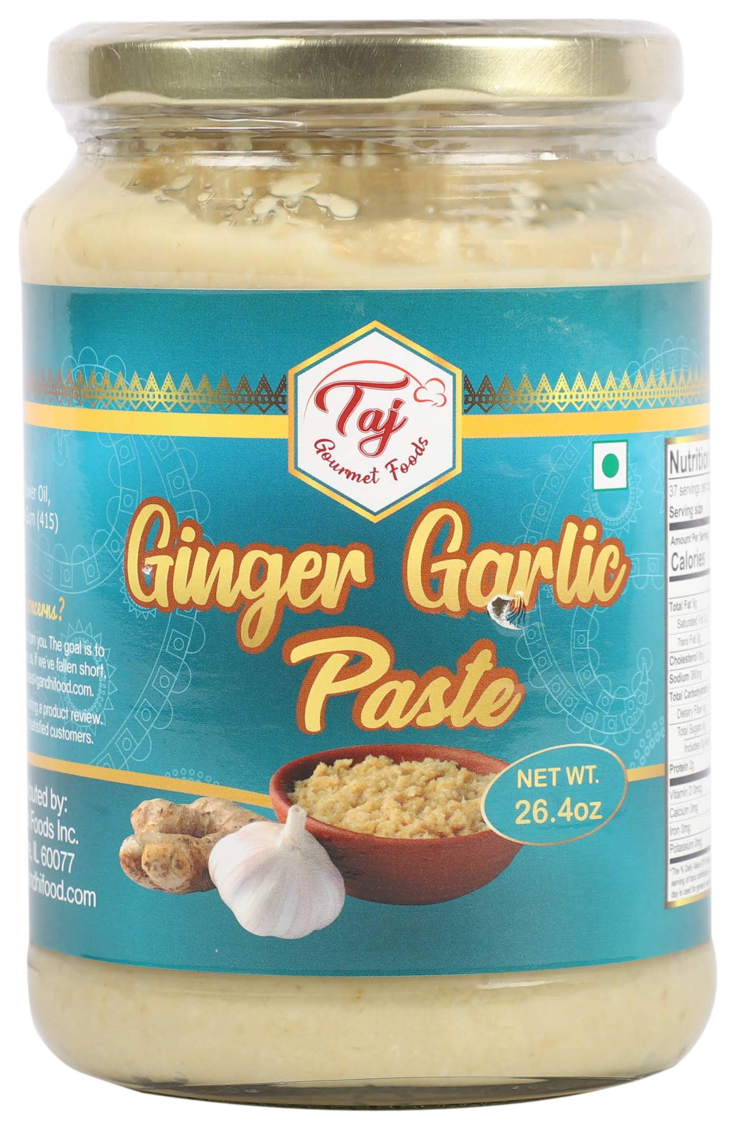TAJ Ginger Garlic Paste 750g (1.65lbs) Cooking Paste | Gluten & Vegan Friendly