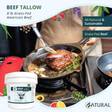 Zatural 100% Pure Grass-Fed Beef Tallow ~1 Gallon, 8 lbs - Deodorized & Refined Food-Grade Fat for Cooking, Frying, Skincare, Soap Making & DIY Balms