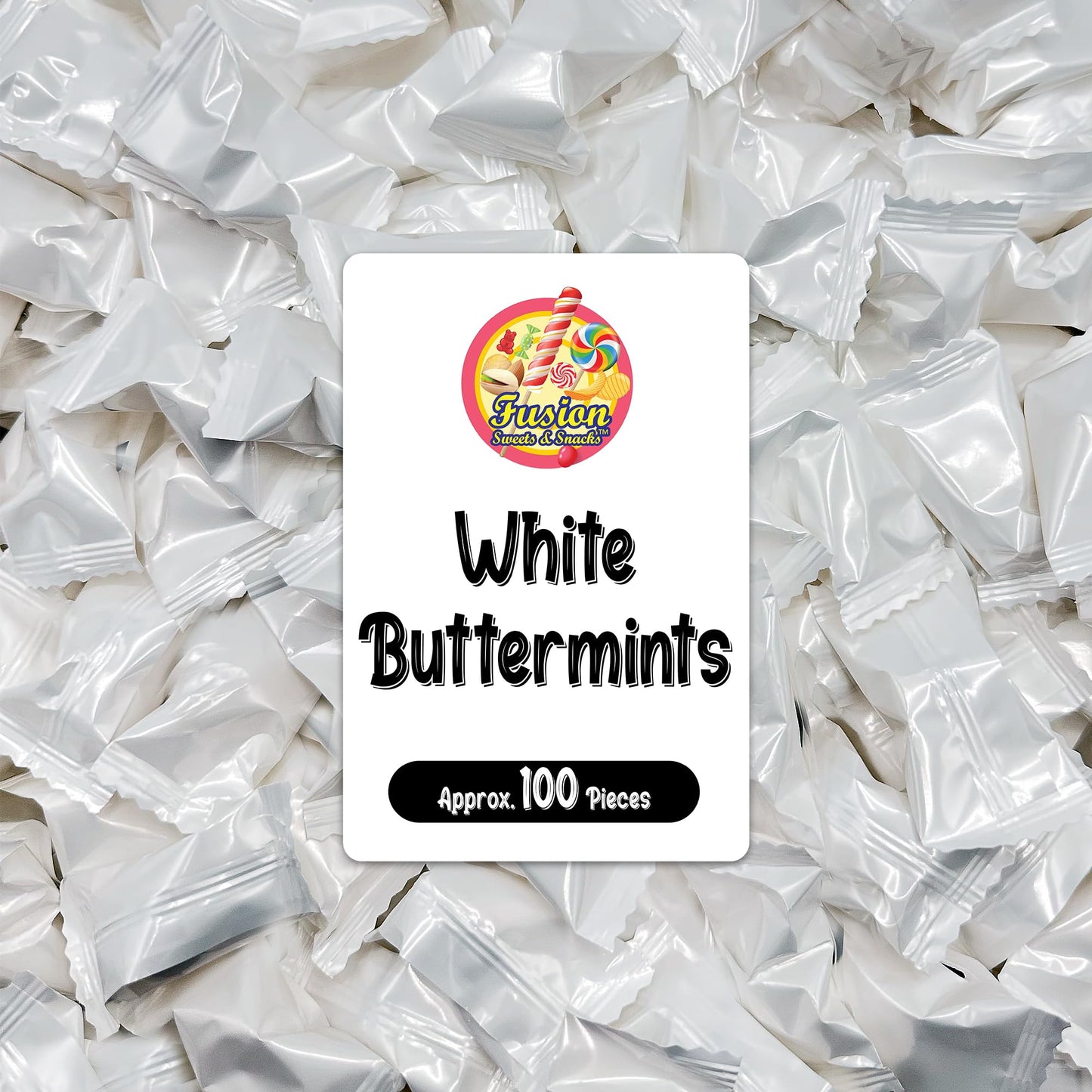 White Buttermints - 100 Count - Butter Mints Individually Wrapped - Wedding Mints - Perfect For Engagement Parties, Bridal Shower, Rehearsal Dinners