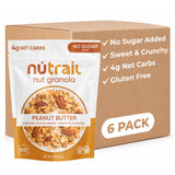 NuTrail Nut Granola, Peanut Butter, No Sugar Added, Gluten Free, Grain Free, Keto, Low Carb, Healthy Breakfast Cereal 8 oz. 6 Count