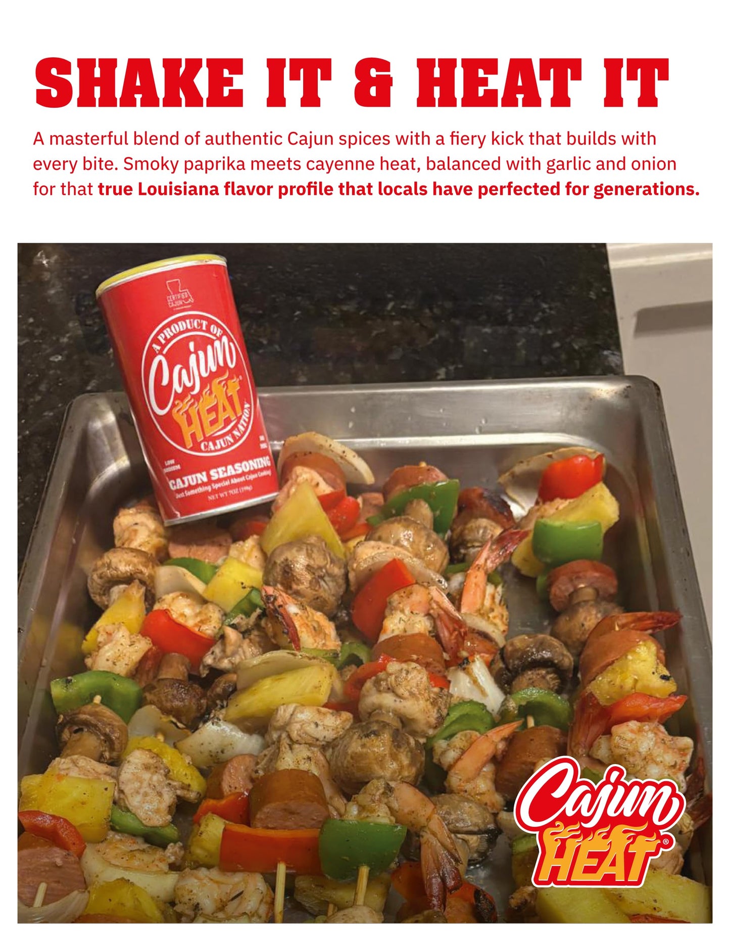 Cajun Nation Low Sodium Cajun Seasoning 7oz Can- Louisiana Certified Cajun- No MSG, Gluten Free- Spicy Cajun Heat Seasoning for Chicken, Seafood