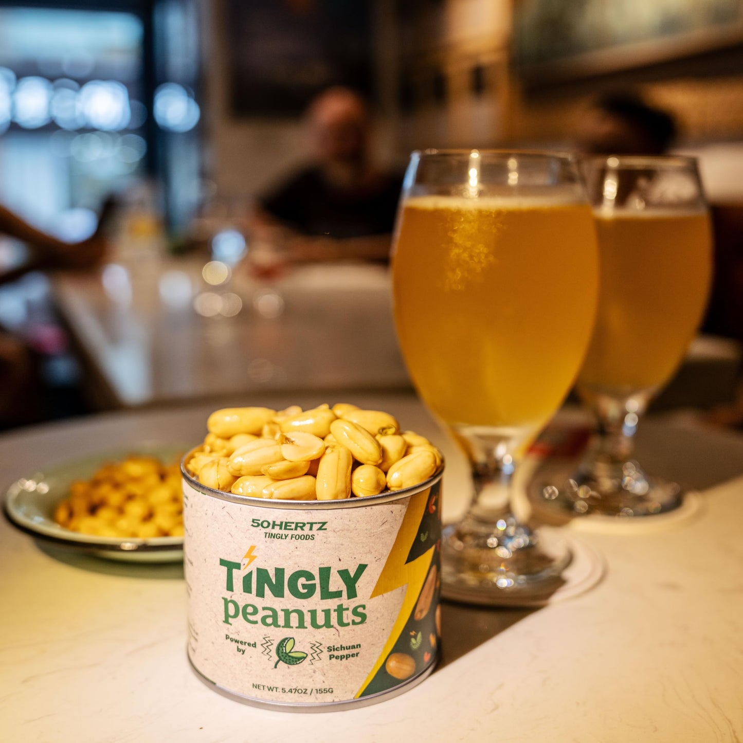 50Hertz Tingly Peanuts 5.5 oz Can (2 Pack) - Extra Large Crunchy Peanuts with Sichuan Pepper (Szechuan Peppercorn) - Tongue-Tingling Mala Numbing