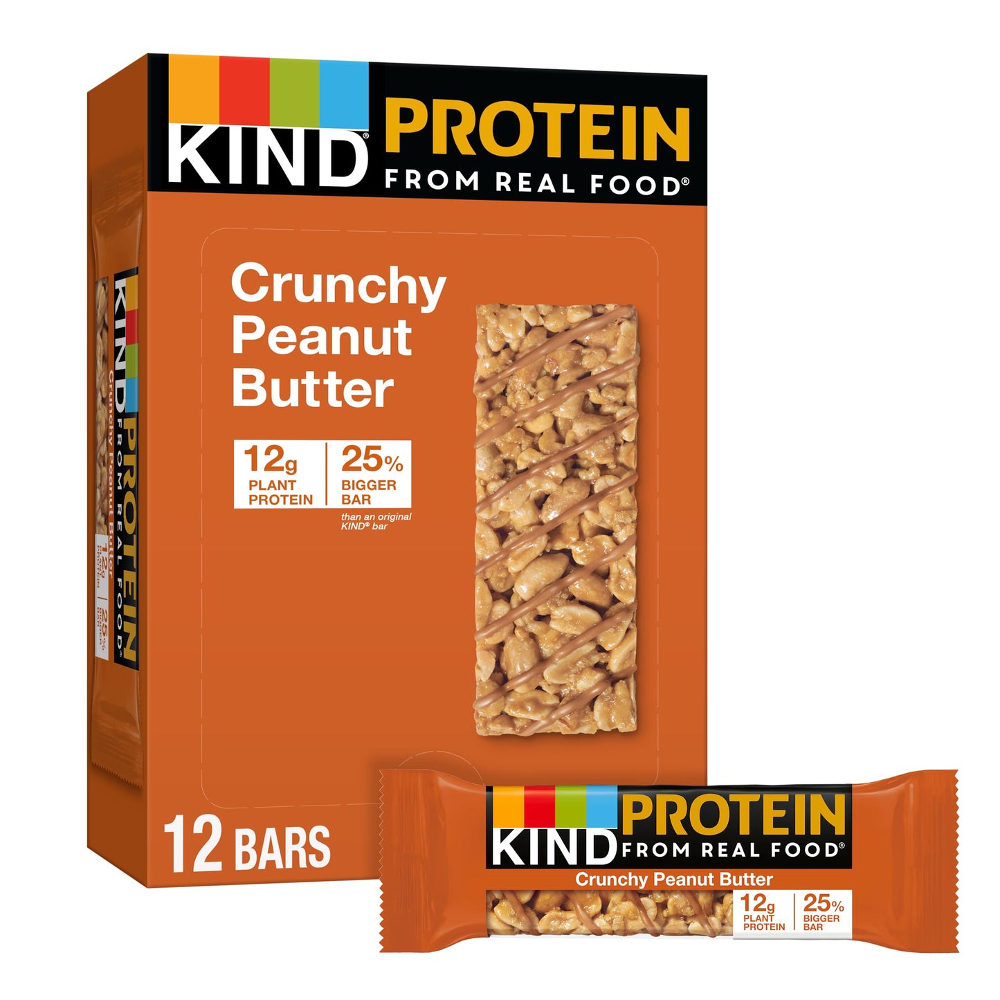 KIND Protein Bars, Crunchy Peanut Butter, Gluten Free, Healthy Snacks, 12g Protein, 12 Count