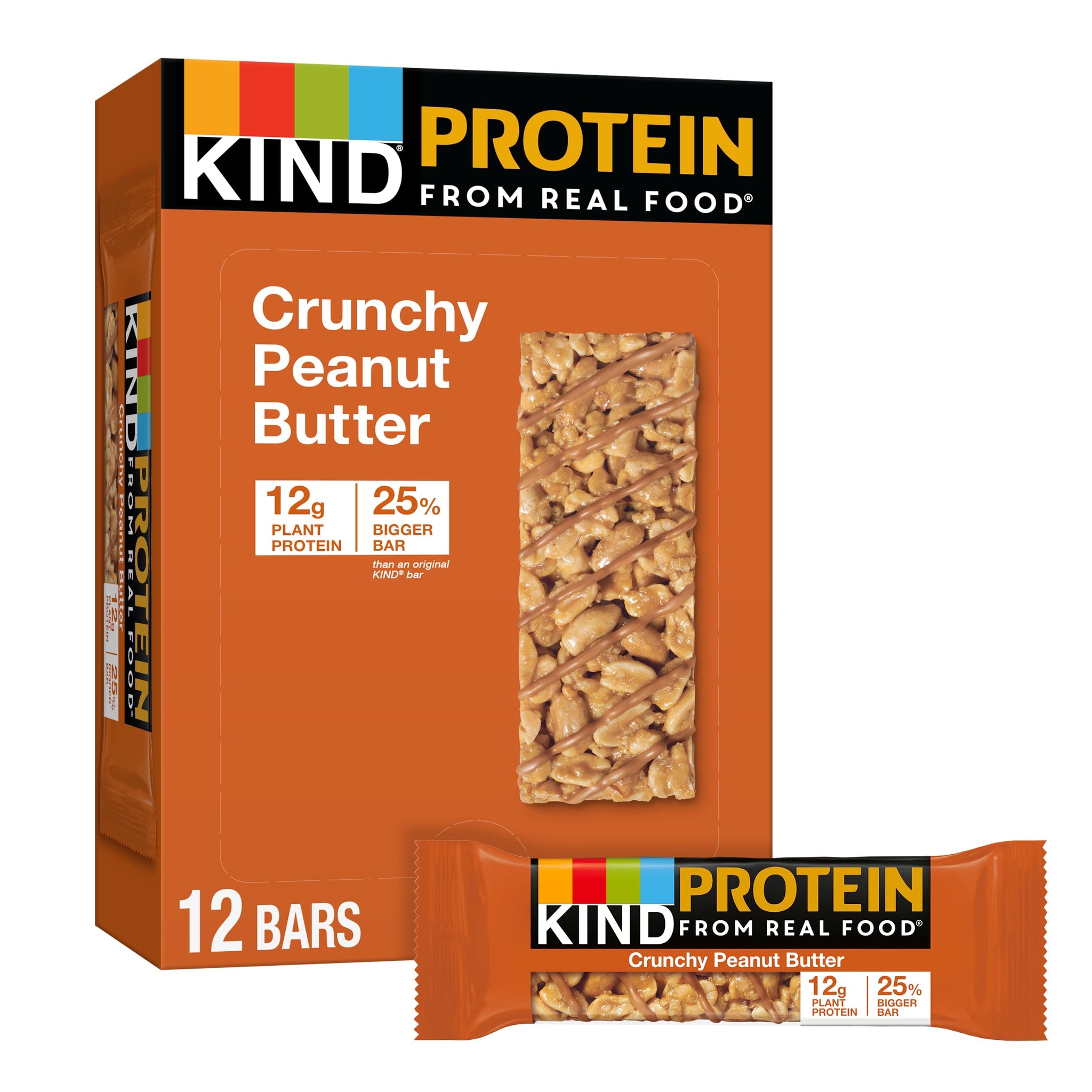 KIND Protein Bars, Crunchy Peanut Butter, Gluten Free, Healthy Snacks, 12g Protein, 12 Count
