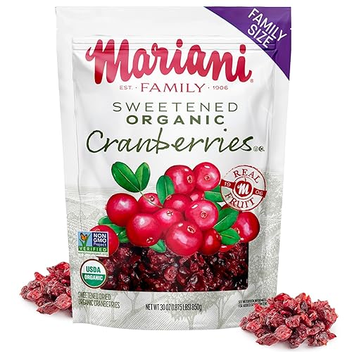 Mariani Organic Dried Cranberries, 30oz, Bulk Family Size Value Pack, Sweetened Organic Cranberries Dried Fruit, Vegan, Gluten-Free