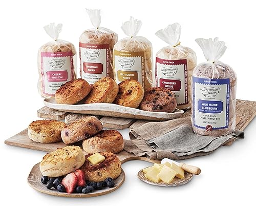 Wolferman's Super-Thick English Muffins, Multi-Grain Honey, Cinnamon Raisin, Blueberry, Cranberry Citrus, And Cherry Blossom, Breakfast Sandwiches
