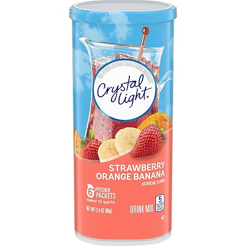 Crystal Light Strawberry Orange Banana Drink Mix (24 Pitcher Packets, 4 Canisters of 6)