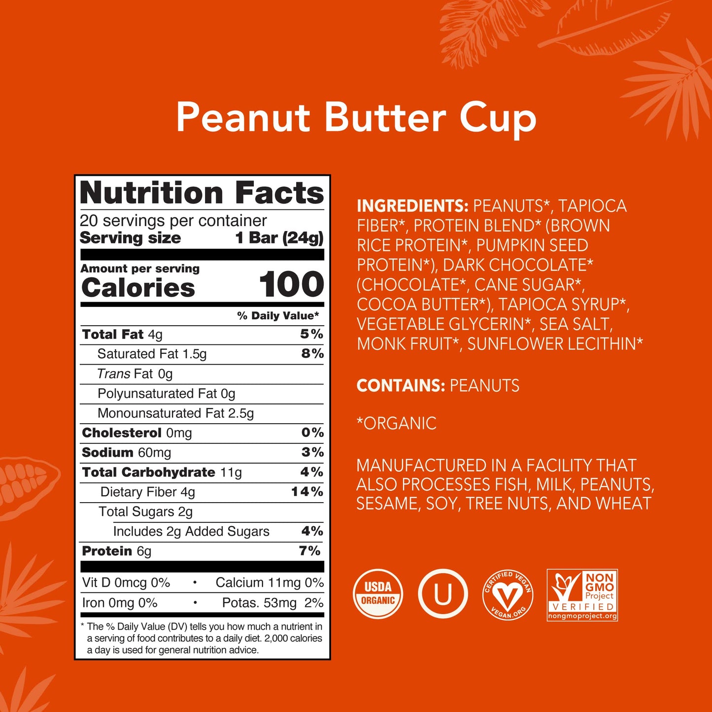 ALOHA Organic Plant Based Protein Bar MINIS |Peanut Butter Cup | 20 Count, 24g Bars | Vegan, Low Sugar, Gluten Free, Low Carb, Non-GMO, Stevia Free