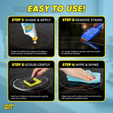 Cerama Bryte Glass Cooktop and Stove Top Cleaner Combo Kit - Includes Cleaning Tool, Razor, Scraper and 1 Pad to Remove Tough Stains - Use on Gas