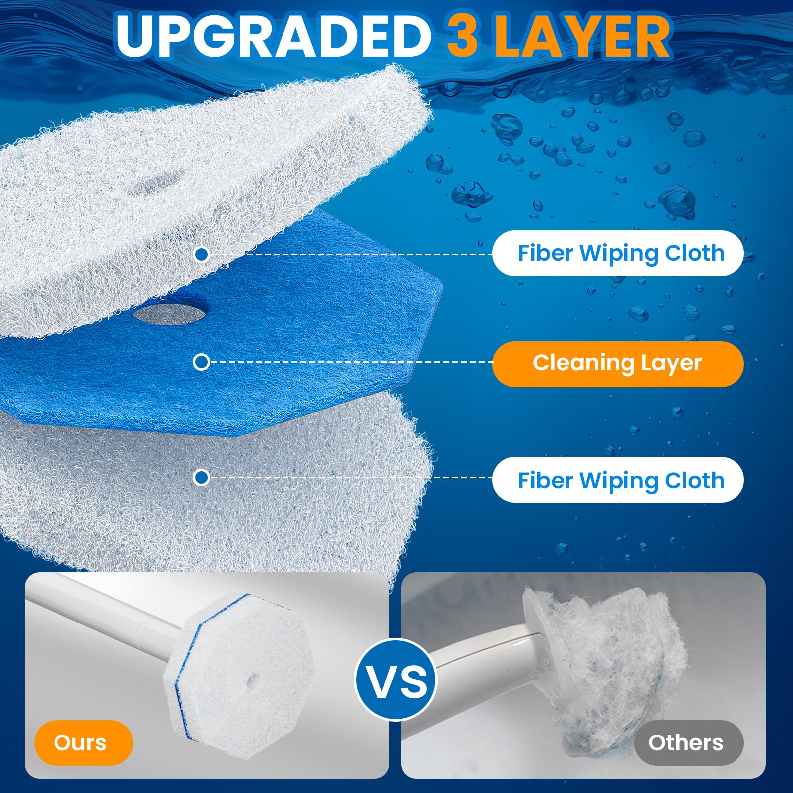 Dobyusf 100 Count Toilet Wand Refills, Disposable Replacement Toilet Brush Heads, Universal Fit Most Toilet Wand Systems, Upgrade Fiber Cleaning Pads