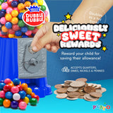 Gumball Machine For Kids 8.5" - Candy Dispenser Machine Includes 85 Gum Balls - Coin Operated Double Bubble Gum Machine And Toy Bank - Mini Gumball