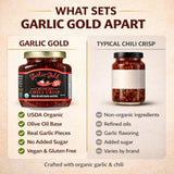 Garlic Gold Organic Extra Spicy Crunchy Chili Crisp | Olive Oil Infused with Garlic & Chili | USDA Organic, Gluten-Free, Keto-Friendly (6.4 oz)