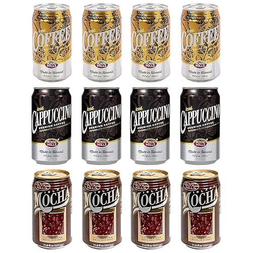 [Pack of 12] Royal Mills Variety Pack (Iced Cappuccino, Mocha, Iced Coffee) Made in Hawaii - 11 Fl Oz
