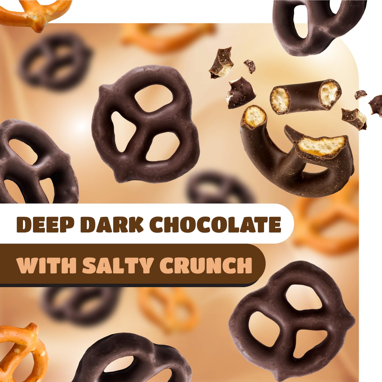 Chocolate Covered Pretzels - 22 Ounce Pack - Dark Chocolate Pretzels for Buffets, Office Bowls, Snacking, and Gifting - Sweet & Salty Snack - Crunchy