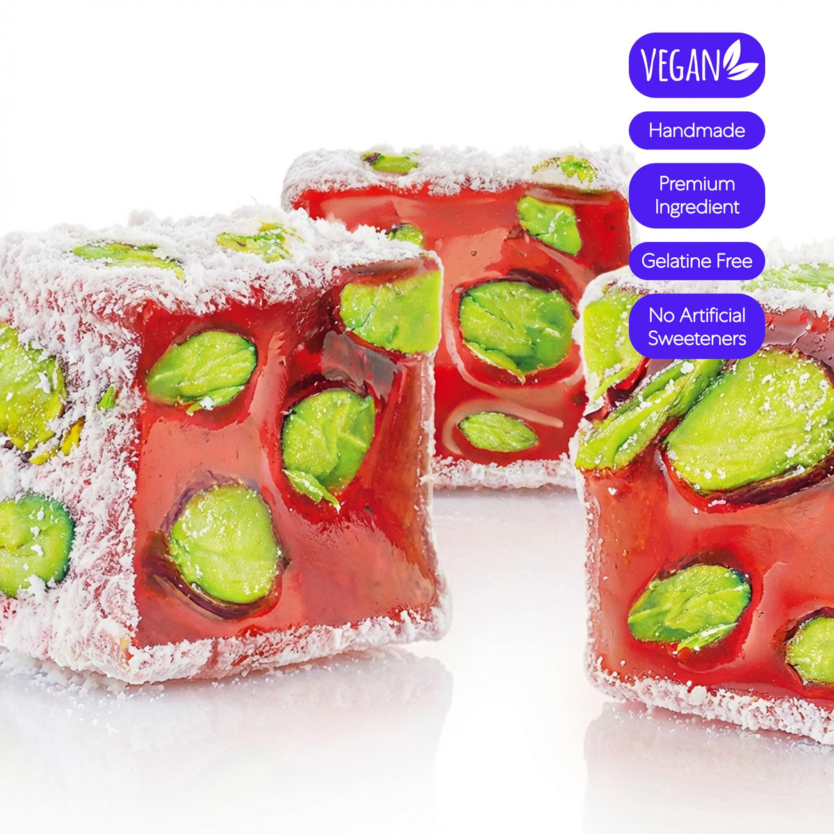 HazerBaba Turkish Delight Pistachio Candy, Pomegranate, 4.4oz (Pack of 1)