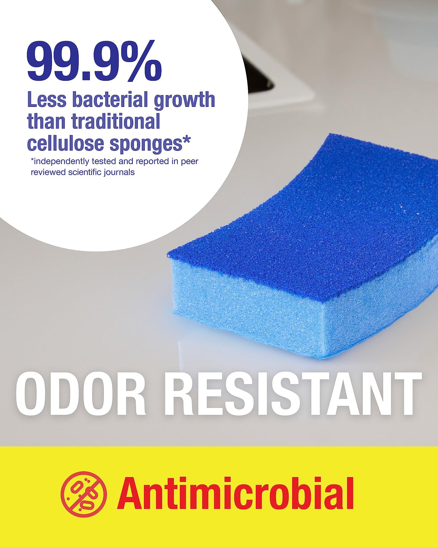 Scrubex Non-Scratch Odor Resistant Scrub Sponge, Multi-Purpose Sponge for Kitchen and Household, Safe for Non-Stick Cookware (6 sponges)