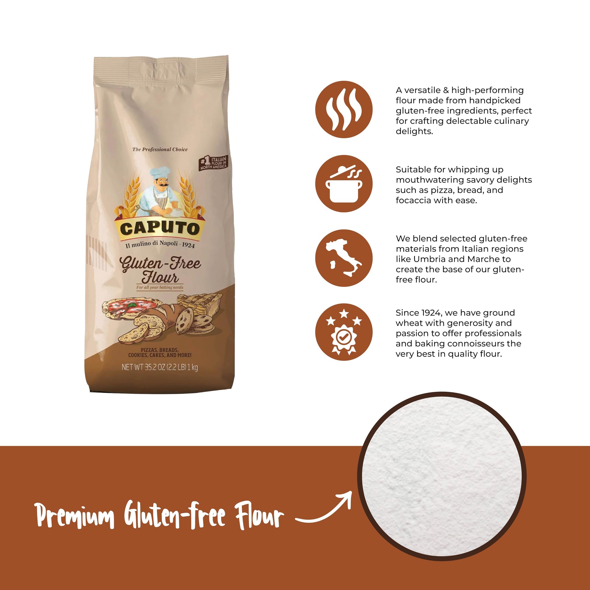 Antico Molino Napoli Antimo Caputo Pizza Flour, Gluten Free, 2.2 Pound (Pack of 4)