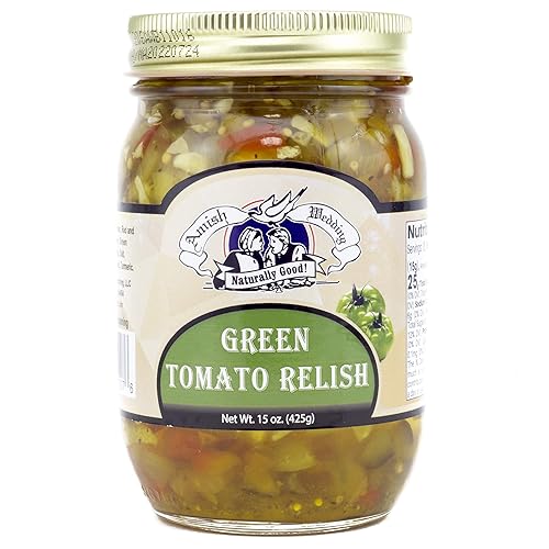 Amish Wedding All-Natural Green Tomato Relish 15 Ounces (Pack of 2)