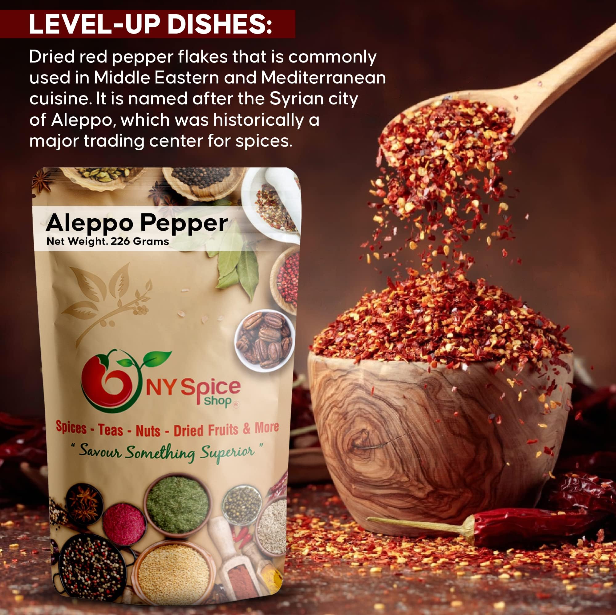 NY SPICE SHOP Aleppo Pepper - 5 Pound Crushed Chili Aleppo Peppers Flakes - Red Aleppo Pepper Spice - Middle Eastern Aleppo Peppers Seasoning, Savory