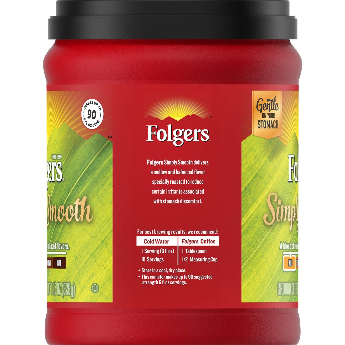 Folgers Simply Smooth Mild Roast Ground Coffee, 11.5 Ounces