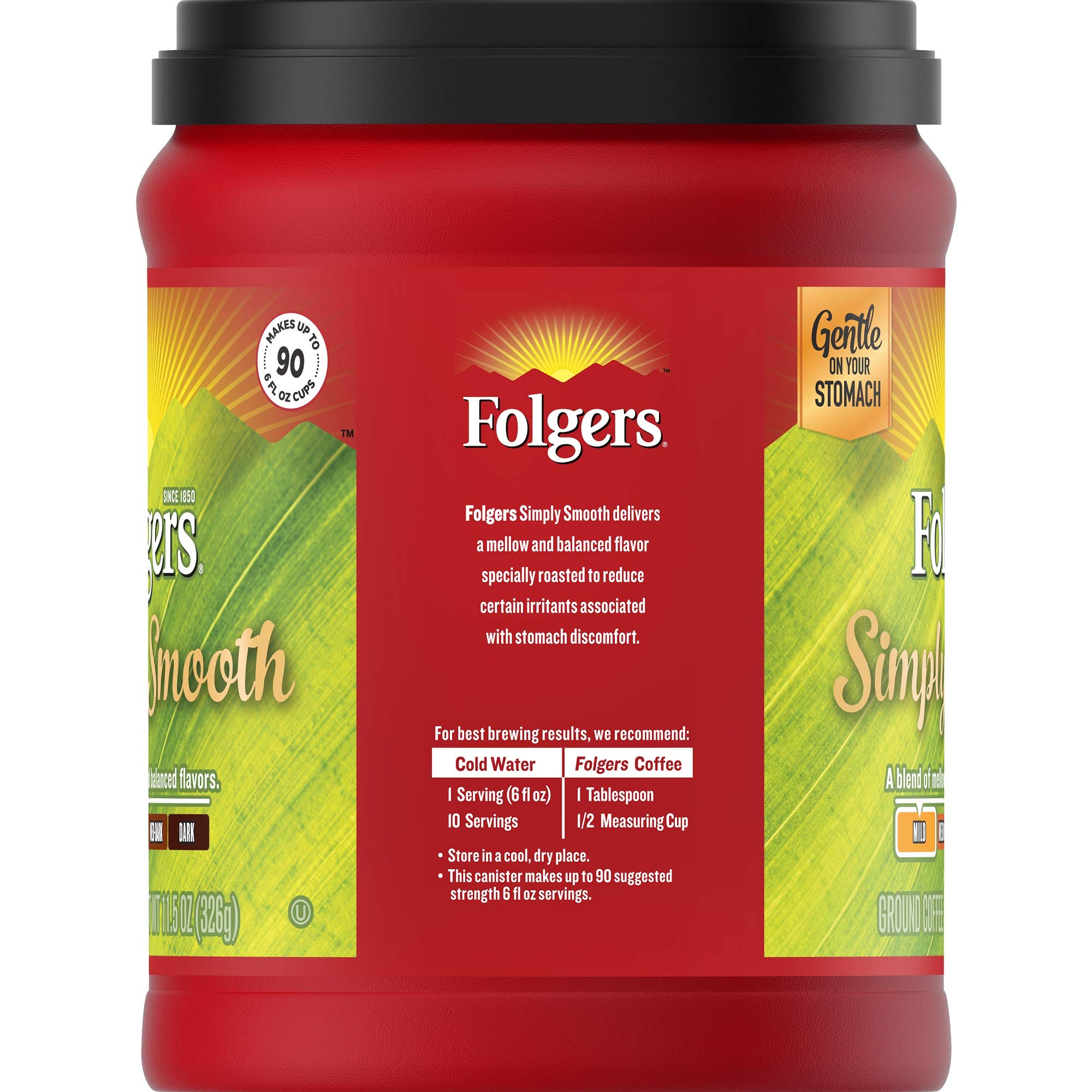Folgers Simply Smooth Mild Roast Ground Coffee, 11.5 Ounces