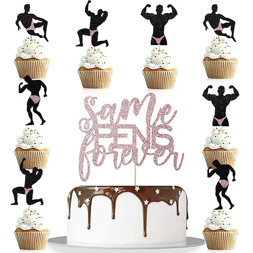 25pcs Bachelor Party Cake Decorations-Same Forever Cake Topper- Hen Party cake Decorations Bridal Shower Supplies (Rose gold)