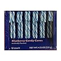 Midwood (1) Box Blueberry Candy Canes - White with Blue Stripes - 12 Individually Wrapped Pieces Holiday Candy Per Box - Net Wt. 4.23 oz