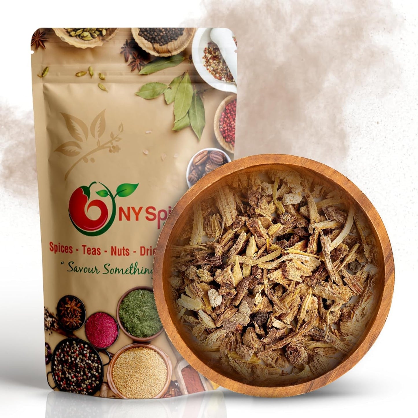 NY Spice Shop Angelica Root Cut - 4 Ounce Dried Herbal Ingredient - Archangelica officinalis Root - Traditional Tea and Herbal Blending Use - Earthy