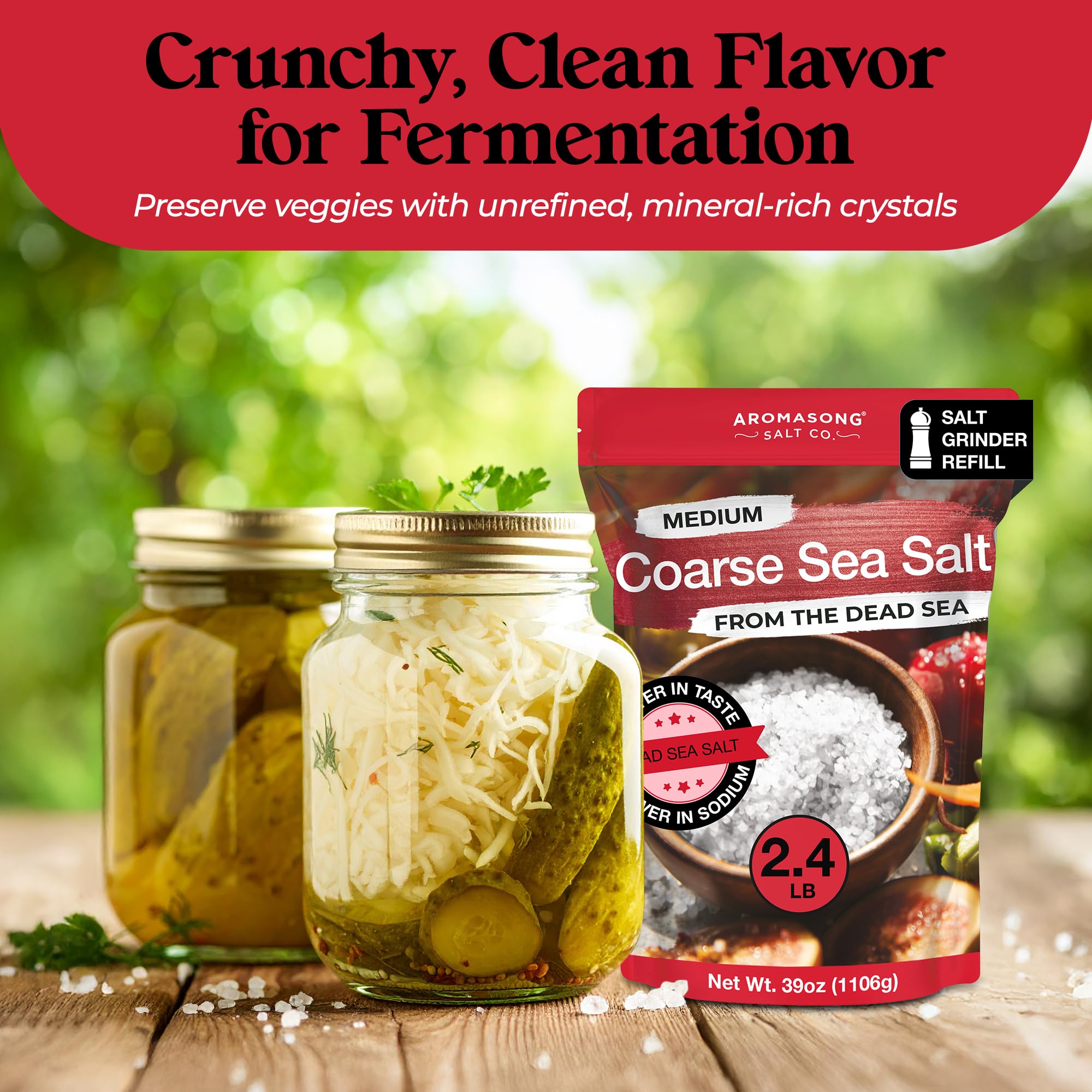 Aromasong 100% Natural & Pure Sea Salt Coarse Grain, 2.43 lb. | Ideal Coarse Salt for Grinder Refill - Packaging May Vary